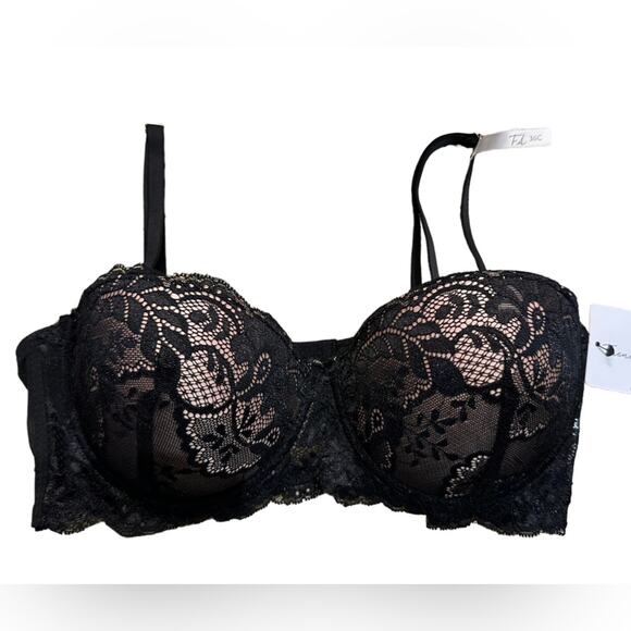 French Affair Womens 36C Black Lace Bra with Removable Straps NWT - Picture 1 of 10